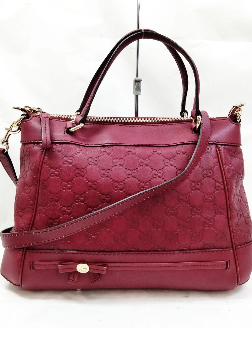 Gucci Guccissima Leather Crossbody 2-Way Tote Bag GG Embossed Satchel
